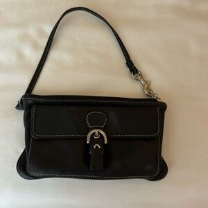 Coach wristlet in black and silver hardware